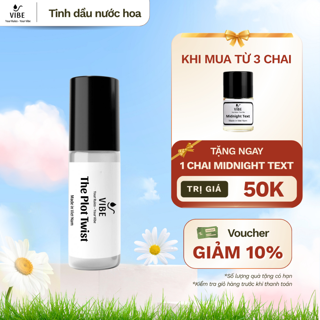 Tinh dầu nước hoa VIBE The Plot Twist 10ml dạng lăn, nước hoa NỔI TIẾNG lưu hương 12h