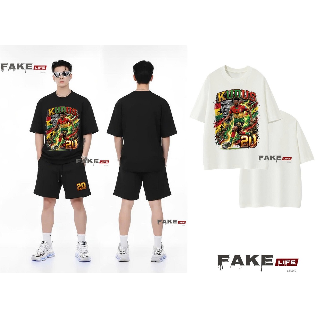 Bộ (set) quần áo MẪU CẦU THỦ KUDUS Fake life CÁ TÍNH  chất vải ÁO 100% COTTON QUẦN NỈ DA CÁ DÀY DẶN