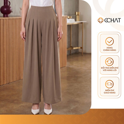 Quần Ống Rộng 𝐂𝐂𝐇𝐀𝐓 Dáng Suông Ease Line Cạp Liền Chất Liệu Tuytsi Cao Cấp 16QDS2042ST