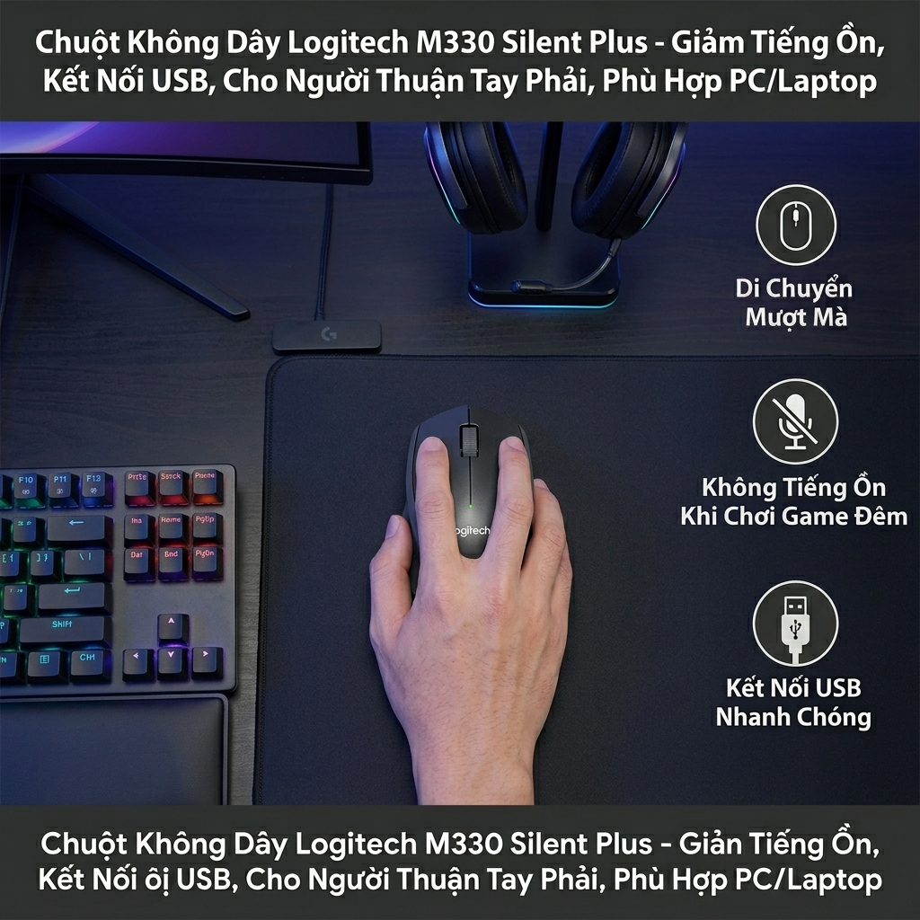 Chuột Không Dây Logitech M330 Silent Plus – Chuột Văn Phòng Cao Cấp