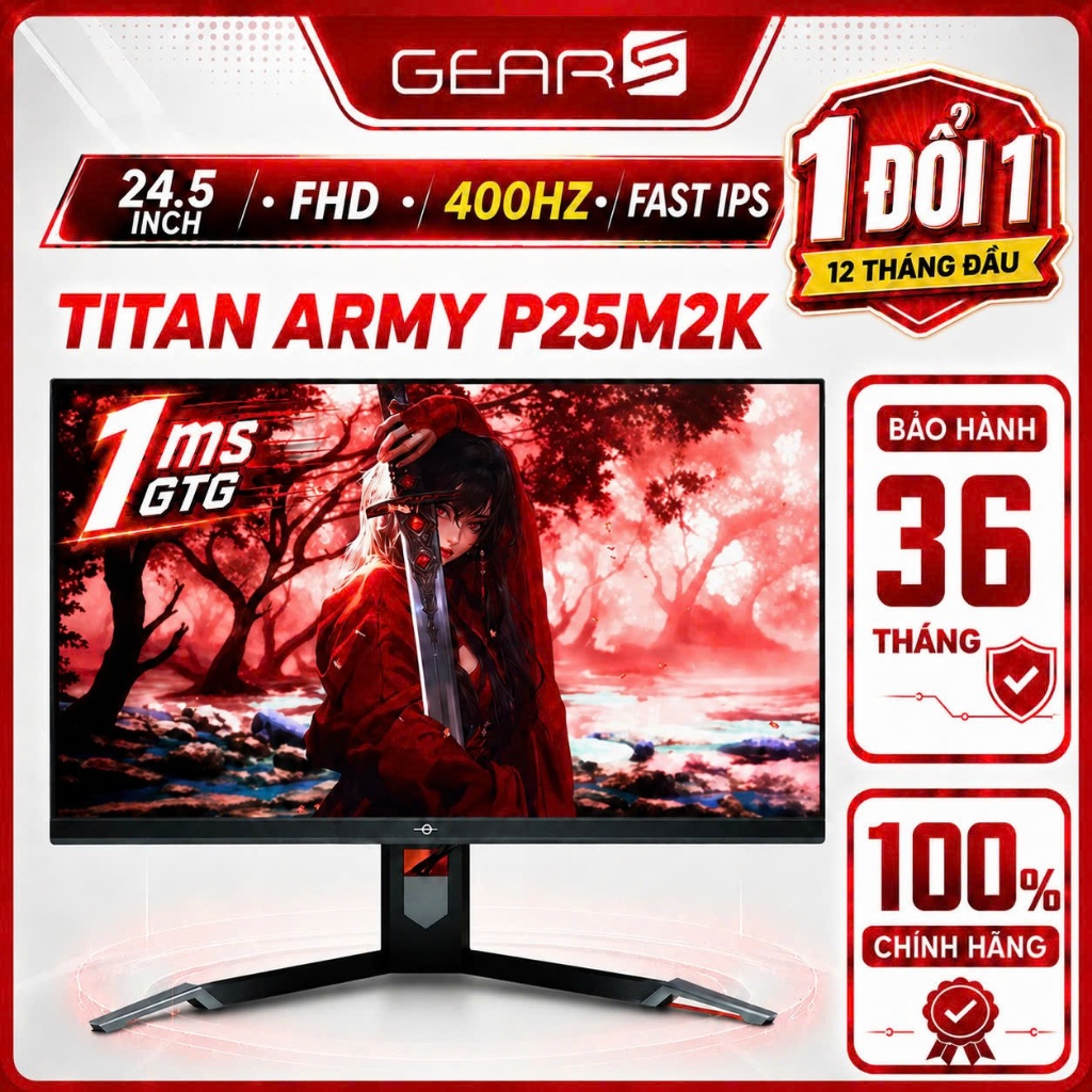 [FULL VAT] Màn hình TITAN ARMY P25M2K 24.5 inch, FHD, 400 Hz, IPS, 1ms -  Bảo Hành 36 Tháng (1 đổi 1