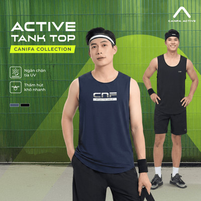 Áo ba lỗ thể thao nam CANIFA áo active tập luyện chạy bộ chất liệu thoáng khí thấm hút 8TA26S002