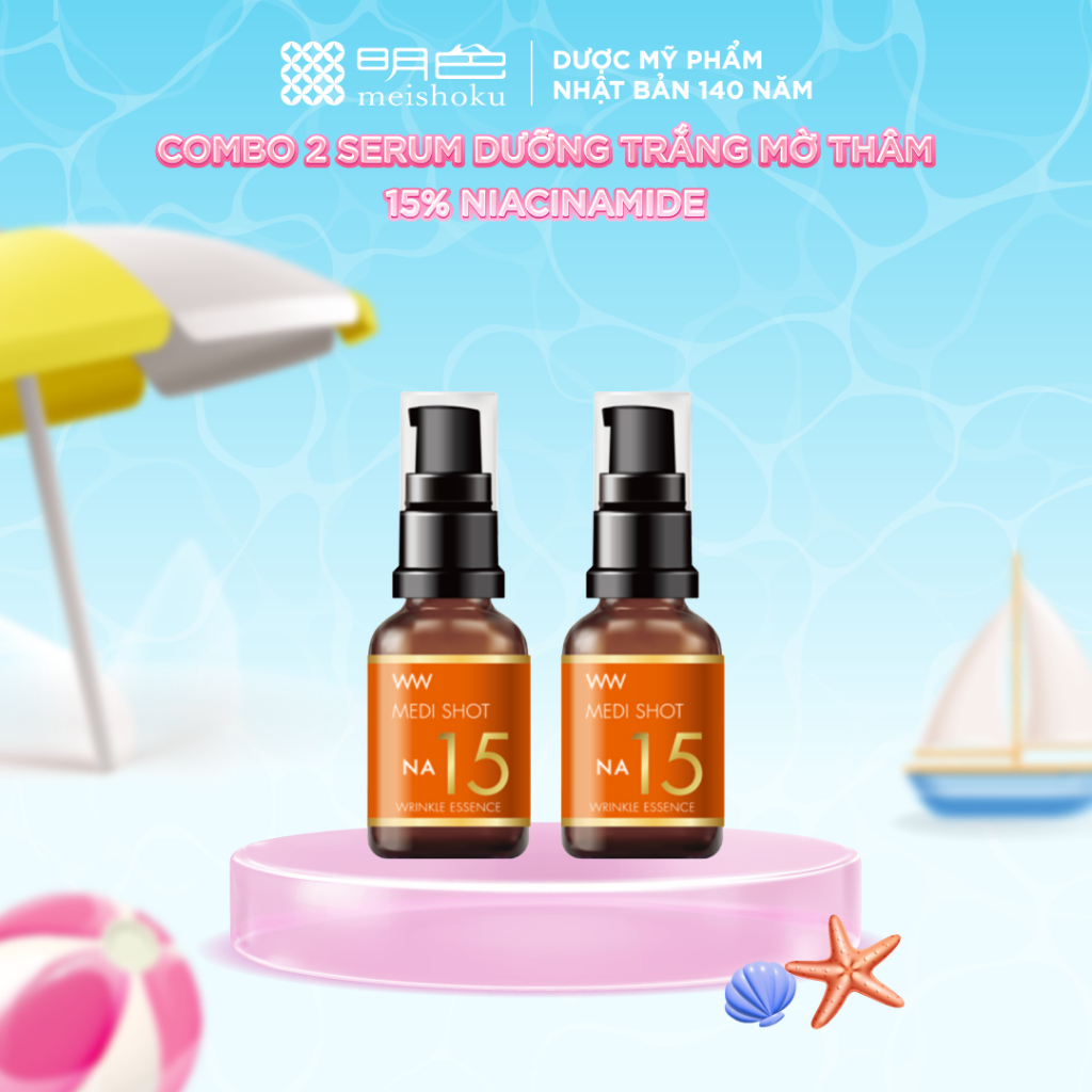 Combo 2 chai Serum Niacinamide 15% Trắng Da Se Khít Lỗ Chân Lông Medi Shot NA15 MEISHOKU 30ml