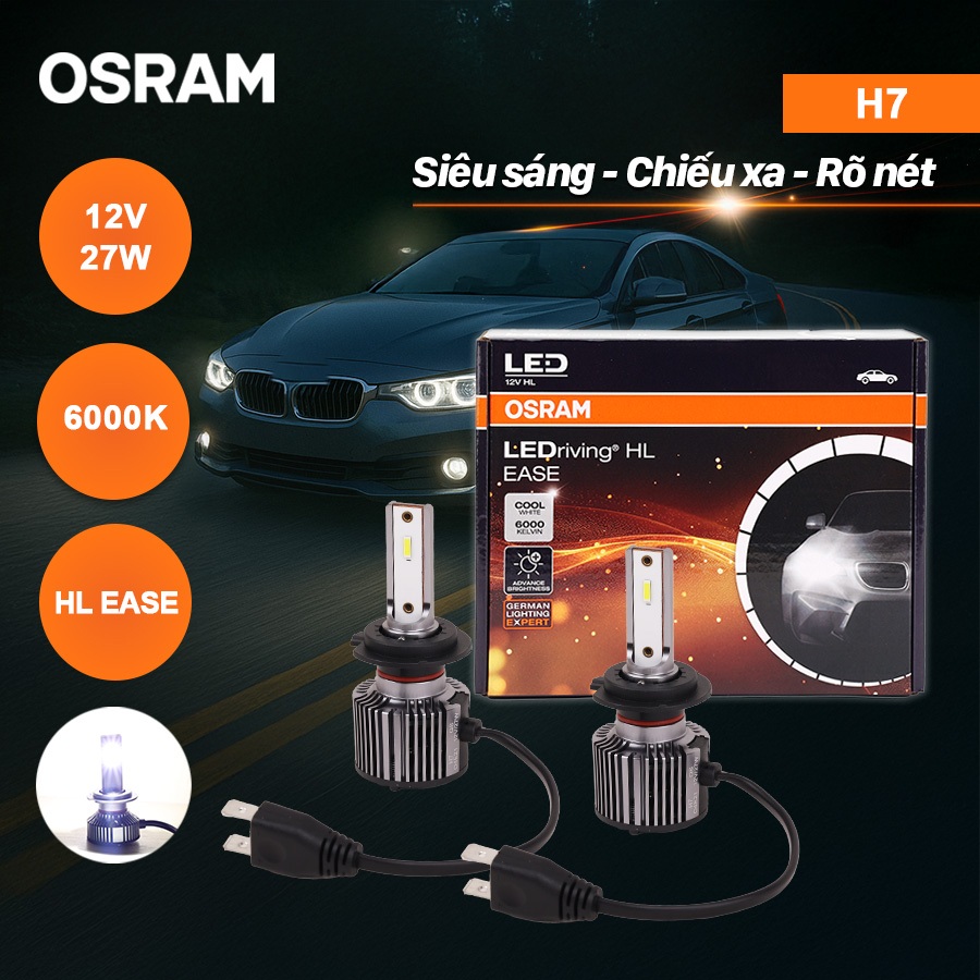 Combo 2 Bóng Đèn LED Pha/Cos Xe Ô Tô HL EASE OSRAM Dùng Cho Nhiều Dòng Xe Chân H7 F5210CW 12V 27W