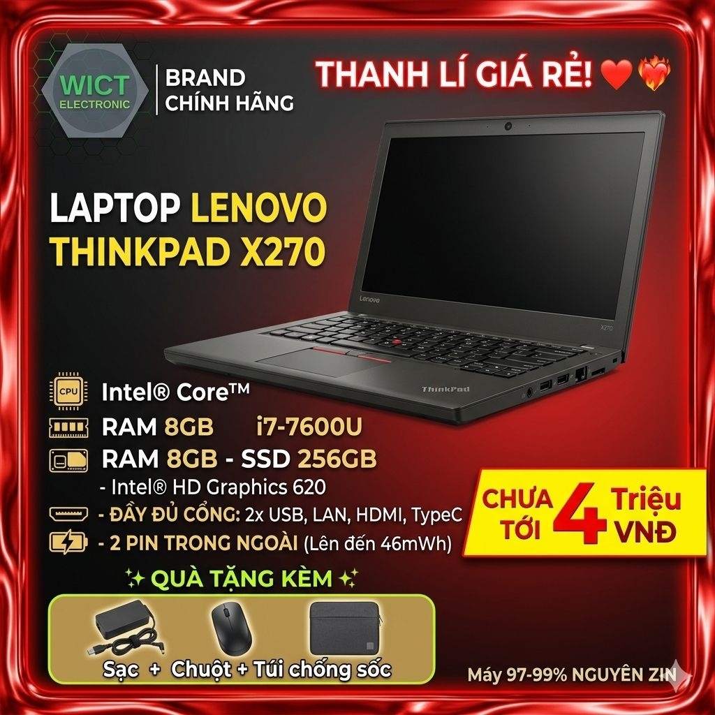 Laptop Văn Phòng ThinkPad X270 i7-7600u (8gb + 256gb)