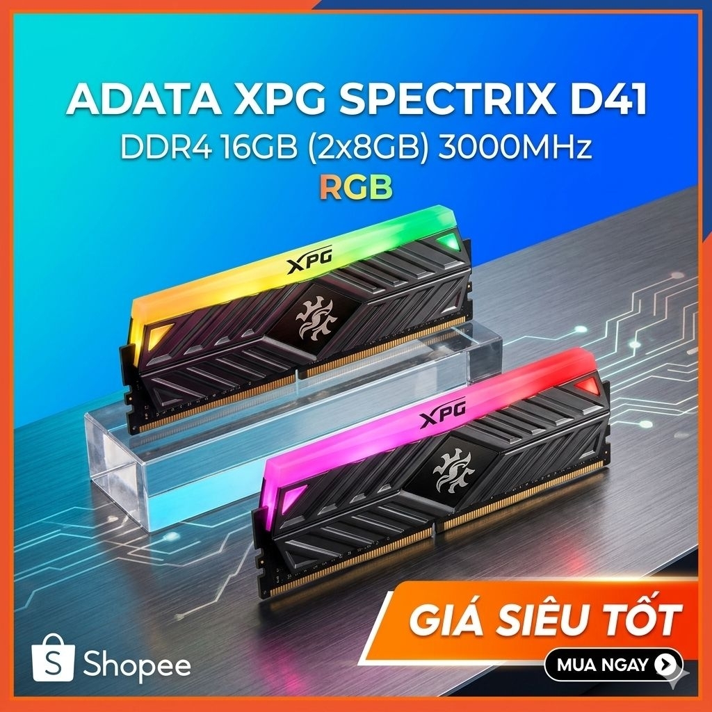 Kit RAM ADATA XPG Spectrix D41 RGB 16GB (2x8GB) DDR4 3000MHz