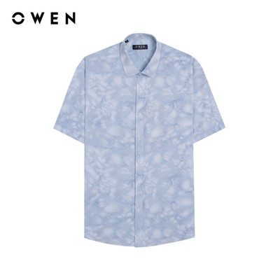 Owen - Áo sơ mi ngắn tay J-Form AJ260150N màu Xanh chất liệu Seersucker