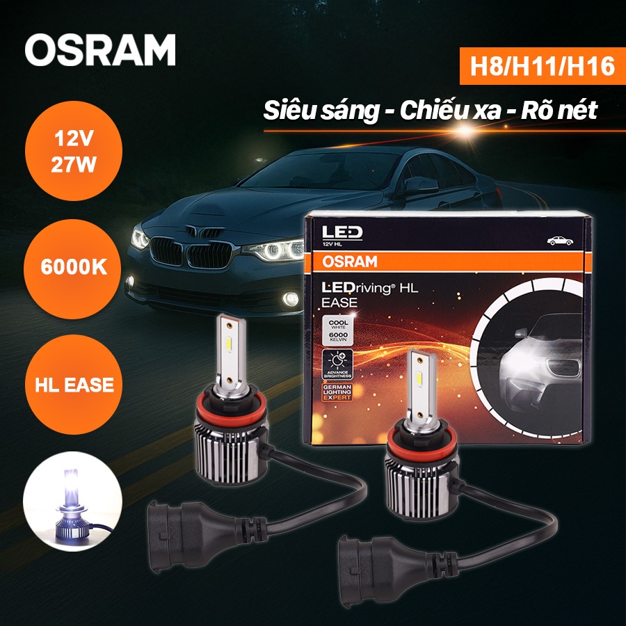 Combo 2 Bóng Đèn LED Xe Ô Tô HL EASE OSRAM Dùng Cho Nhiều Dòng Xe Chân H8/H11/H16 F6211CW 12V 27W