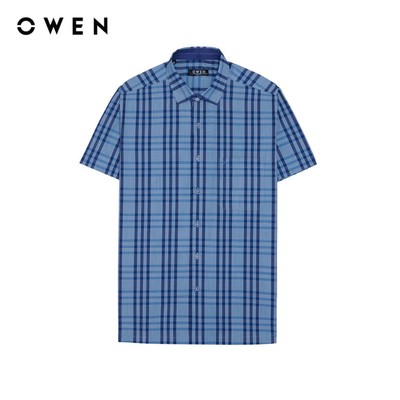 Owen - Áo sơ mi ngắn tay Body Fit AB263004NT màu Xanh tím than chất liệu Bamboo poly