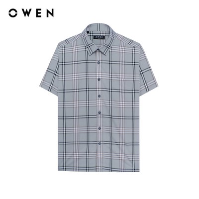 Owen - Áo sơ mi ngắn tay Body Fit AB260098NT màu Xám chất liệu Bamboo poly