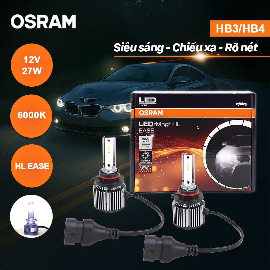 Combo 2 Bóng Đèn LED Xe Ô Tô HL EASE OSRAM Dùng Cho Nhiều Dòng Xe Chân HB3/HB4 F9005/6CW 12V 27W