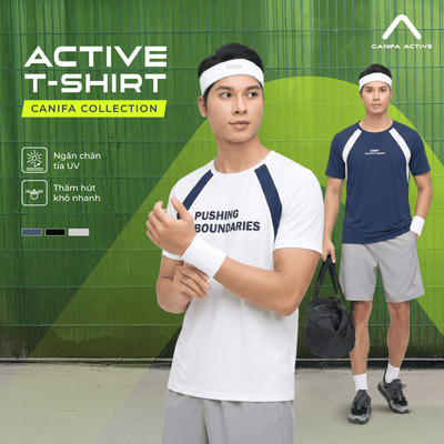 Áo phông active nam phối màu dáng rộng CANIFA 8TS26C005