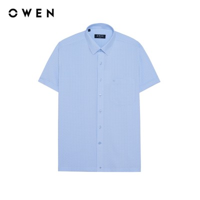 Owen - Áo sơ mi ngắn tay Plus size AF260121NT màu Xanh nhạt chất liệu Nano