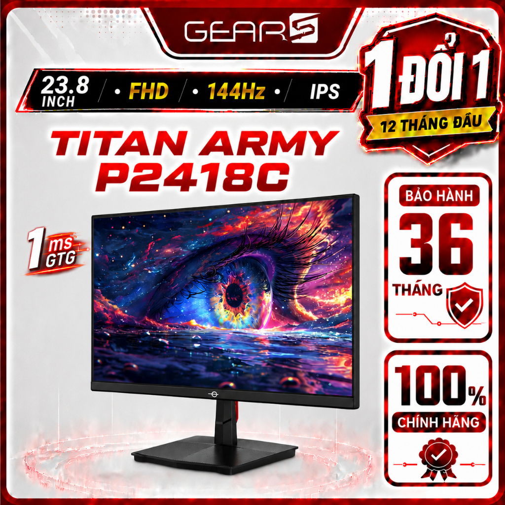 [FULL VAT] Màn hình TITAN ARMY P2418C 23.8 inch, FHD, 144 Hz, IPS - Bảo Hành 36 Tháng (1 đổi 1 12 th
