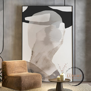 Tranh trừu tượng tone đen xám khổ lớn in canvas đã có khung và đinh treo