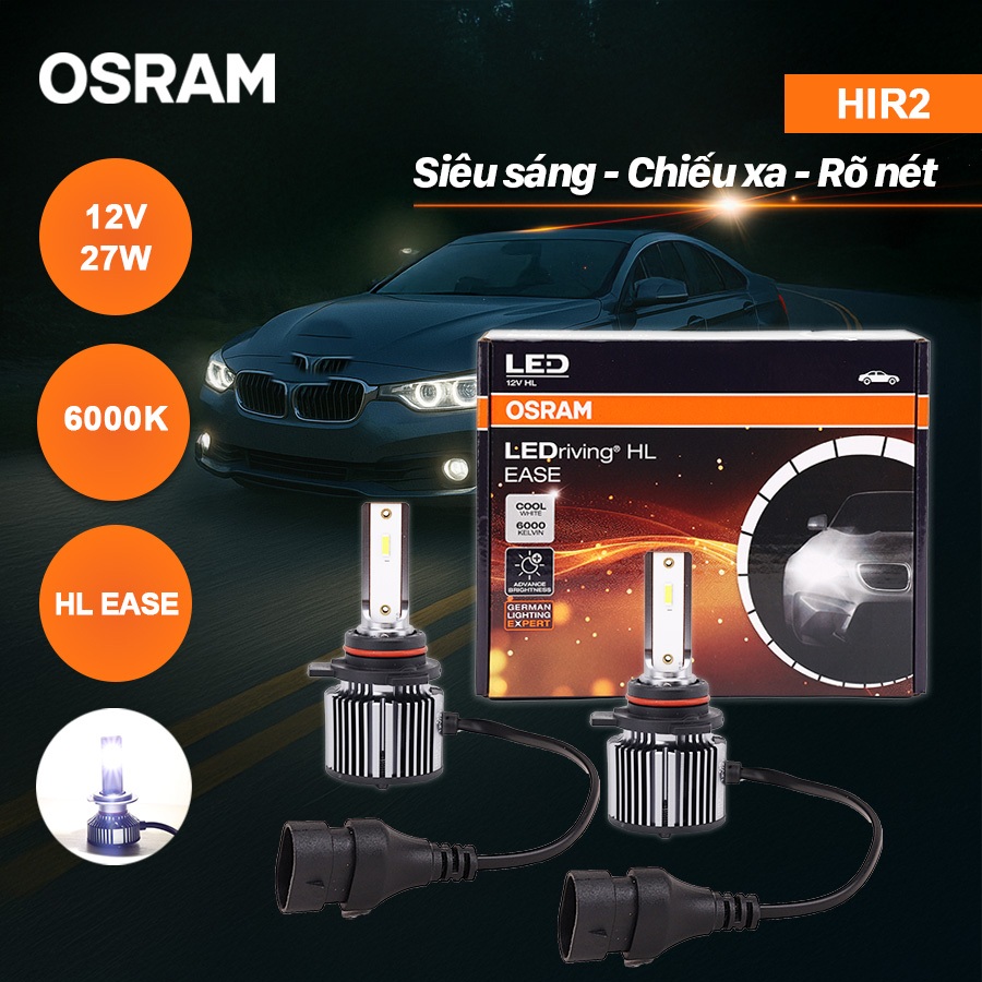 Combo 2 Bóng Đèn LED Xe Ô Tô HL EASE OSRAM Dùng Cho Nhiều Dòng Xe Chân HIR2 F9012CW 12V 27W
