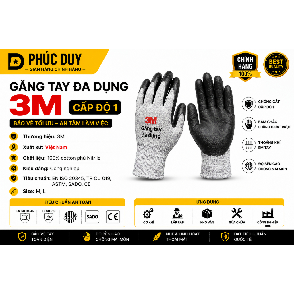 GĂNG TAY 3M ĐA DỤNG - HÀNG CHÍNH HÃNG 3M