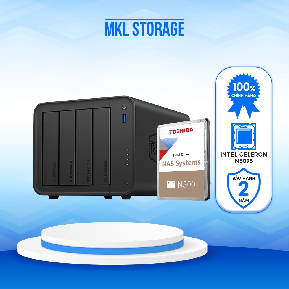 Combo Thiết bị lưu trữ mạng NAS TerraMaster F4-425 4-bay + Ổ Cứng HDD Toshiba N300 -MKL Storage