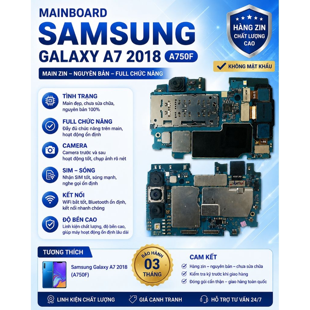 Main Samsung A7 /A750 không mật khẩu