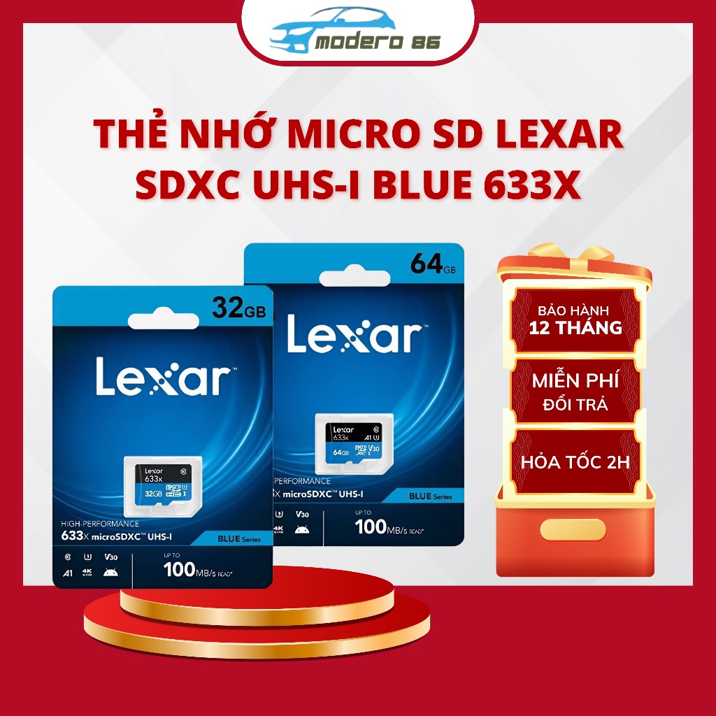 Thẻ nhớ Micro SD Lexar - SDXC UHS-I Blue 633x 100MB/s U3