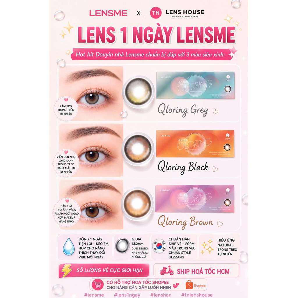 [HOẢ TỐC HCM](GIÁ 1 ĐÔI) Lens 1Day Series Qloring - LENSME