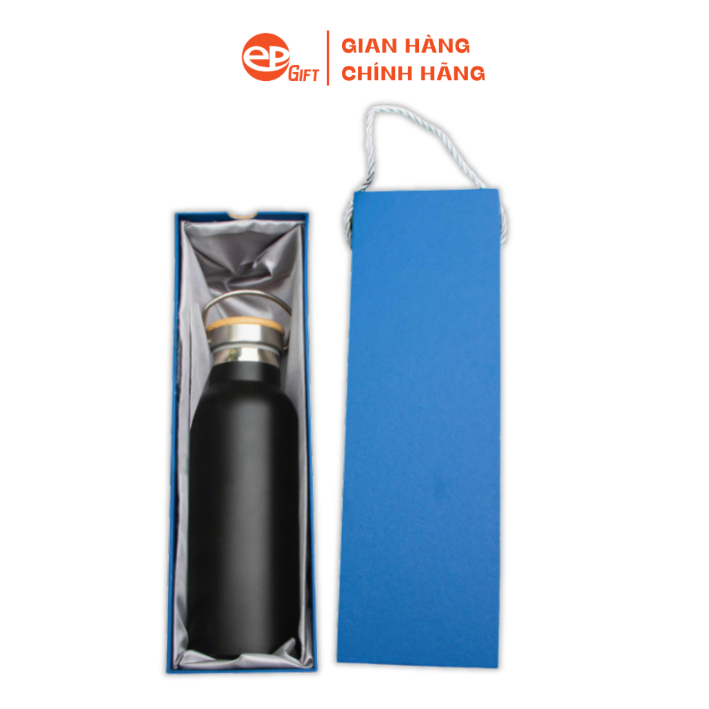 Hộp Đựng Bình Giữ Nhiệt Epvina Bằng Giấy Màu Xanh Kích Thước 30x10cm