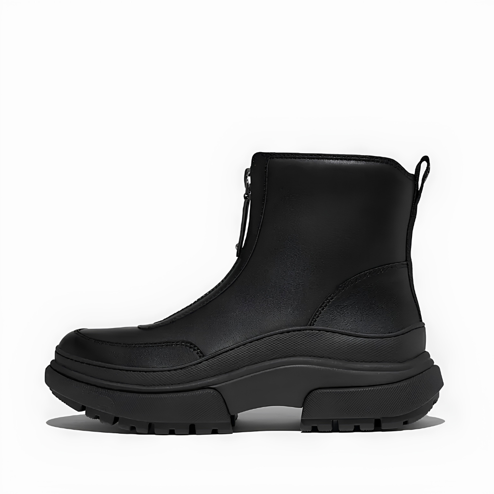 Giày Boot Nam Nữ FitFlop Wylder Zip-Front Leather Ankle Boots Chính Hãng - Da Thật, Khóa Kéo Trước