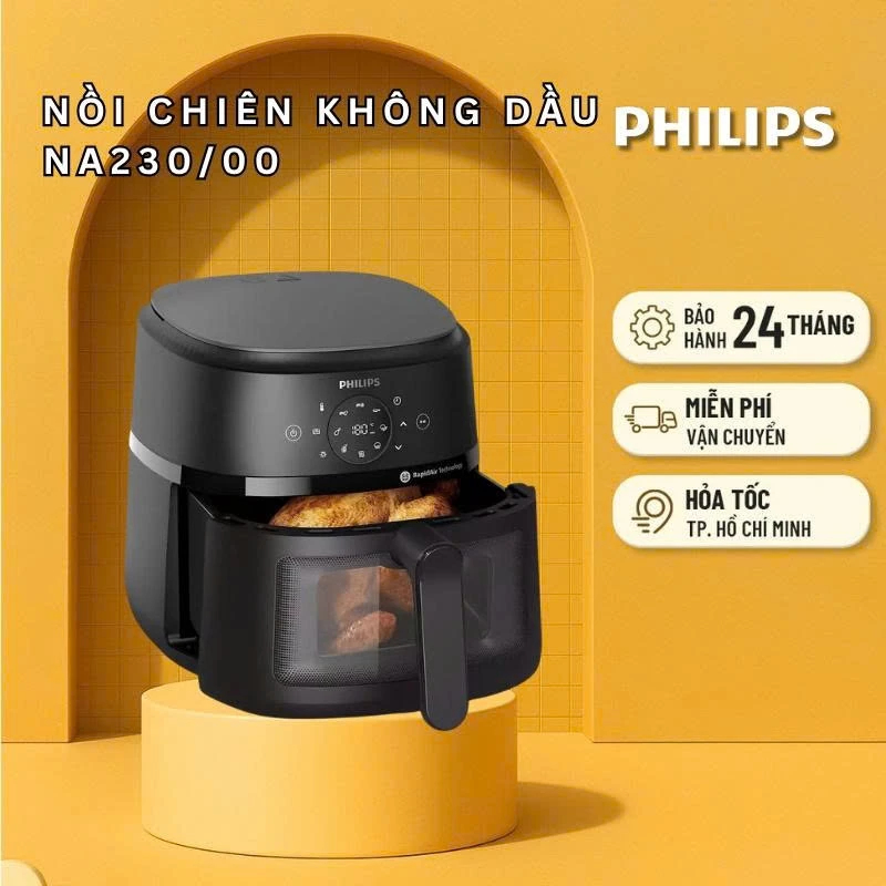 Nồi chiên không dầu philips NA230 Điện tử / NA/120 NA/130 6.2Lit  hàng chính hãng