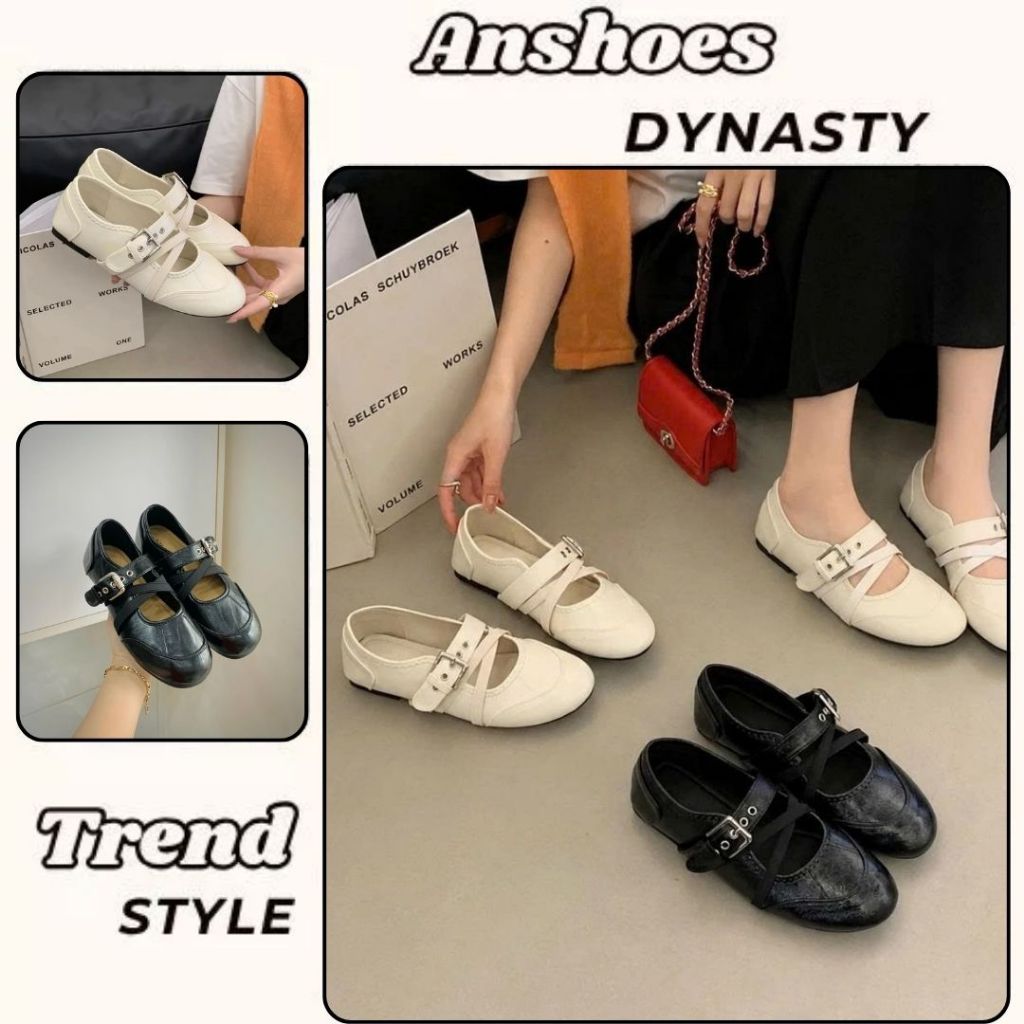 Giày Mary Jane, Giày Balet Mary Jane Quai Chéo N66 || AnshoesDynasty