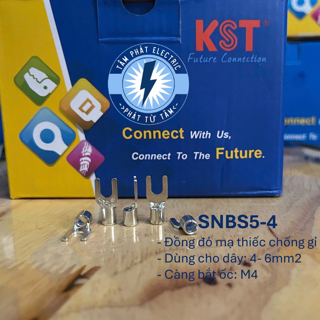 Đầu Cose chữ Y trần SNBS5-4 KST | Cos trần dây 4–6mm² | Đầu cos chữ Y cho tủ điện công nghiệp