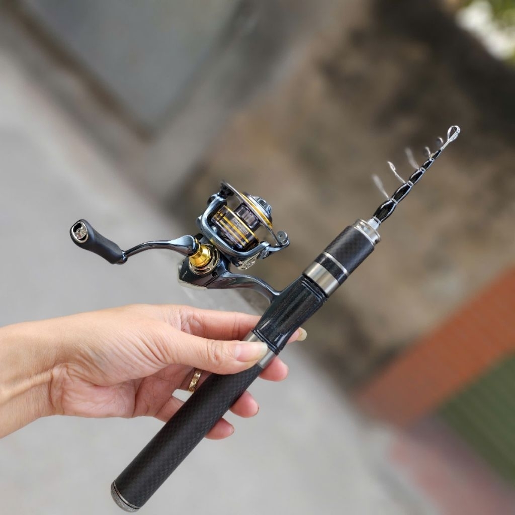 bộ cần lure mini câu cá Black V3, bộ cần lure đứng mini rút