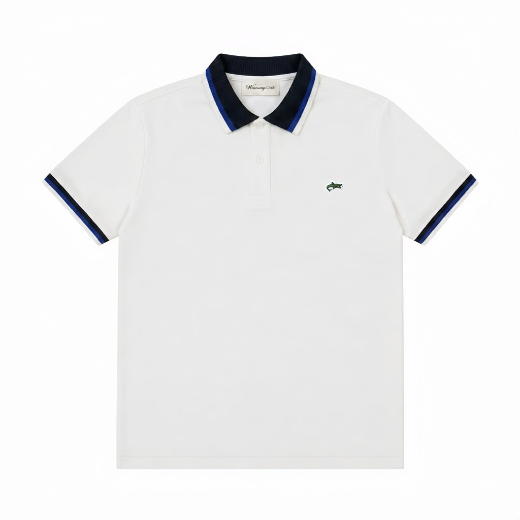 [ New Arrival ] Polo Cá Mập Cổ Bo Xanh Viền Trắng Cao Cấp By Wearway Chất Cotton Small Hexa Pique Na