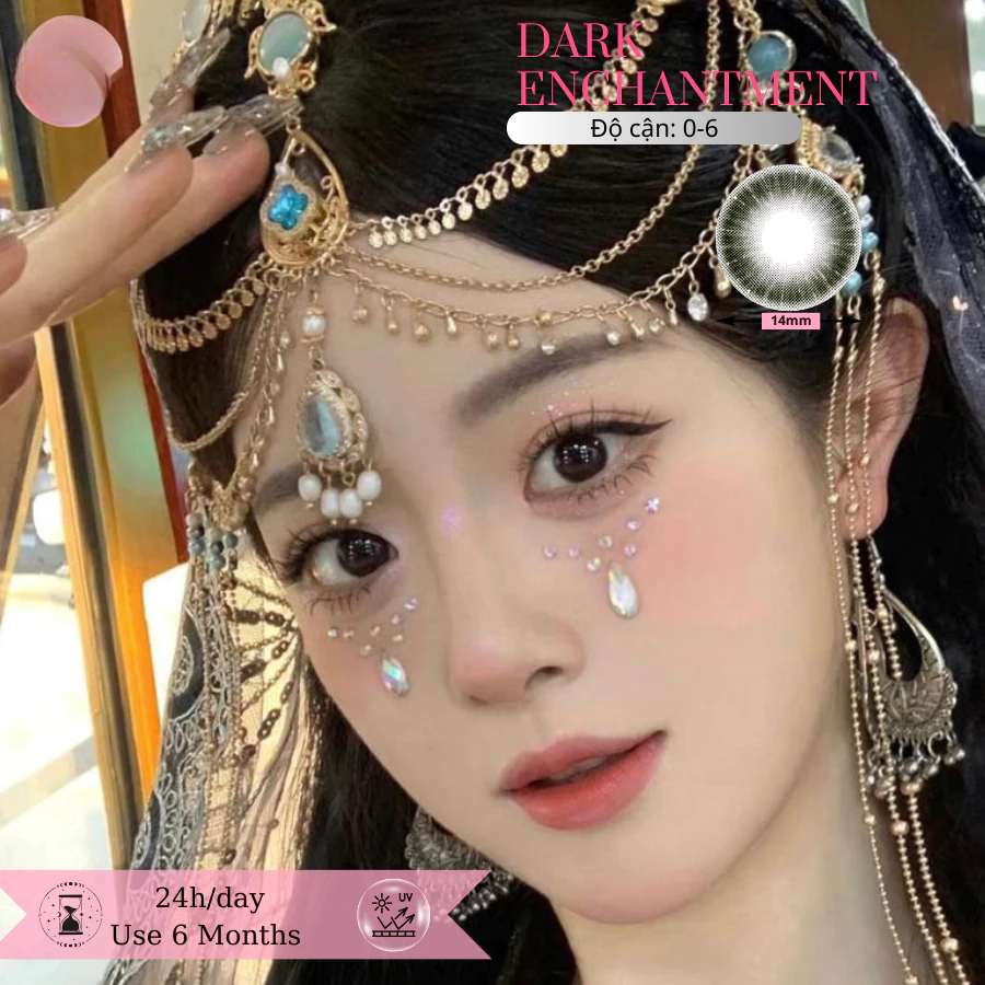 [Top Value] Kính Áp Tròng Hera Đen Cuốn Hút 0 - 6 Độ DARK ENCHANTMENT Nhập Khẩu Hàn Quốc Lens Cận 6 