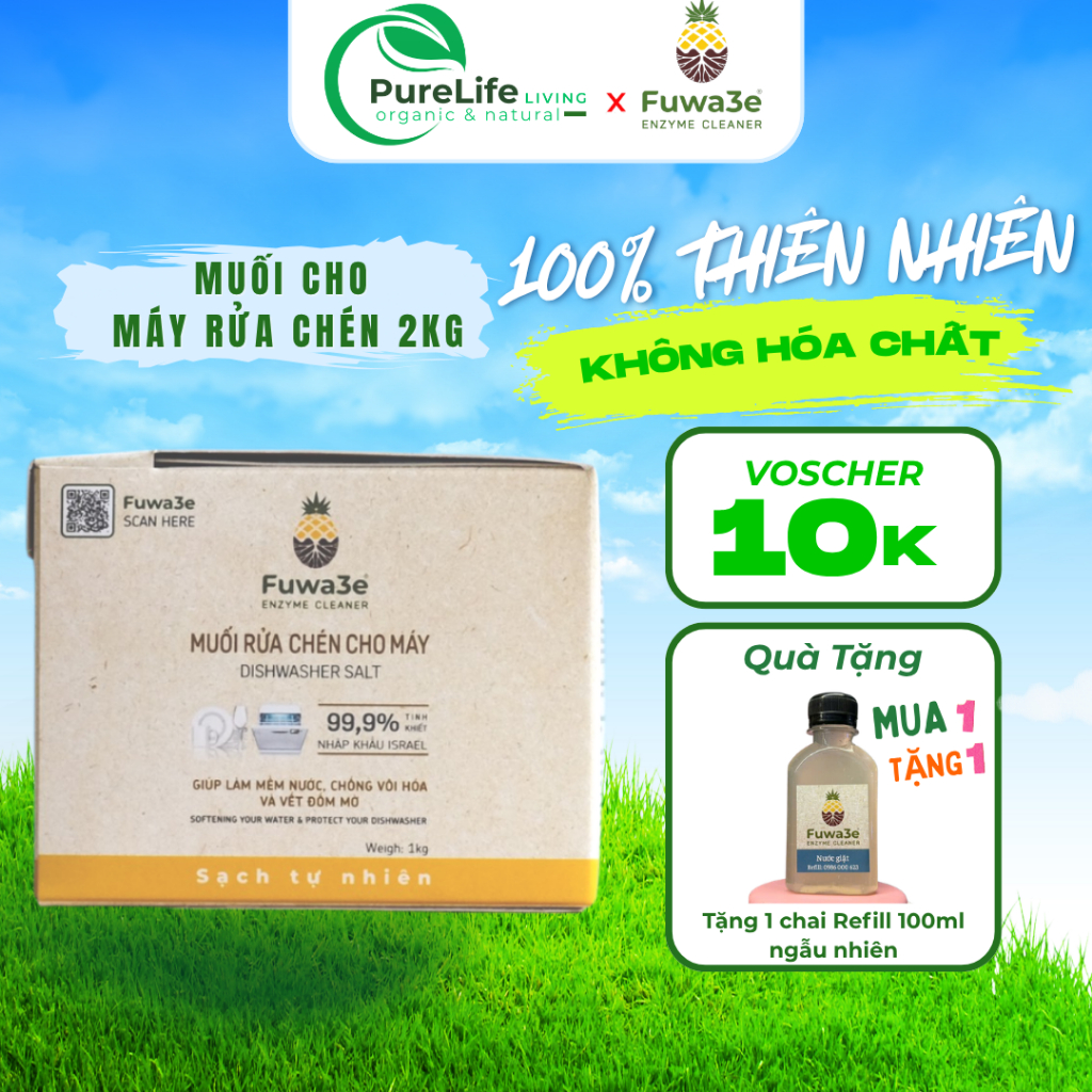 Muối rửa chén cho máy Fuwa3e 2kg chính hãng 99% NaCl