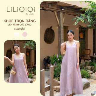 Váy Nữ Sang Chảnh Dáng Dài 2 Dây Xòe Suông Chất Tơ Nhăn Mềm Mại Thoải Mái LiLiQiQi By LeeGi - DD755