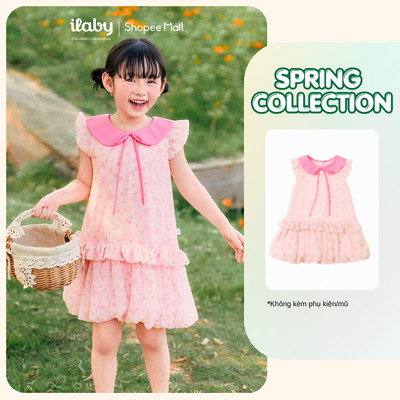 [ILABY 10-40kg] Váy bé gái chất liệu tơ mềm có lót không ngứa, đính nơ dễ thương [3962]