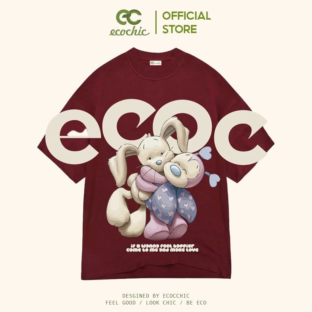 Áo Phông ECOCHIC BFF HUGGING Tee Local Brand - Áo Thun Unisex Form Rộng Oversize Premium Cotton 100%