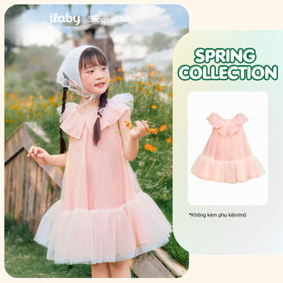 [ILABY 10-40kg] Váy bé gái thiết kế cổ bèo voan tơ xòe công chúa dễ thương [4016]