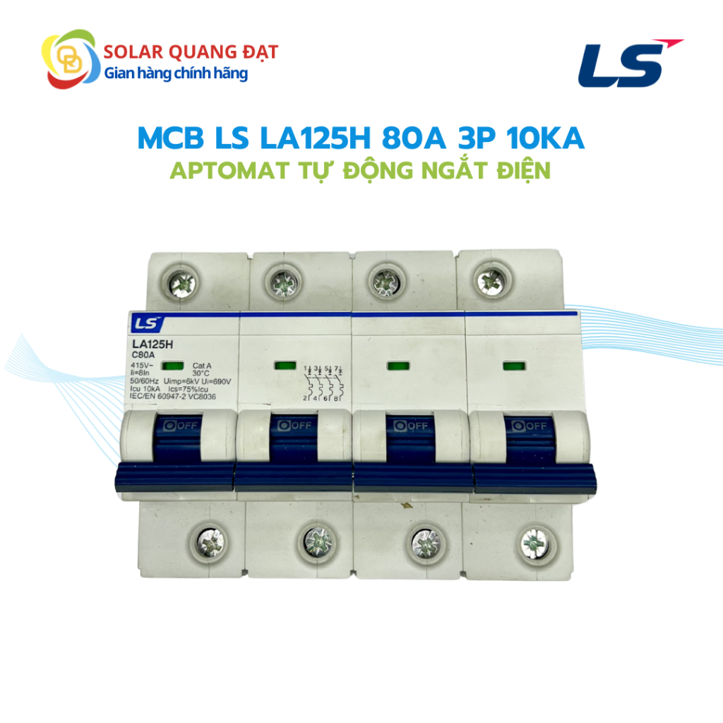 Aptomat MCB Tự Động Ngắt Điện LS LA125H 80A 3P 10KA