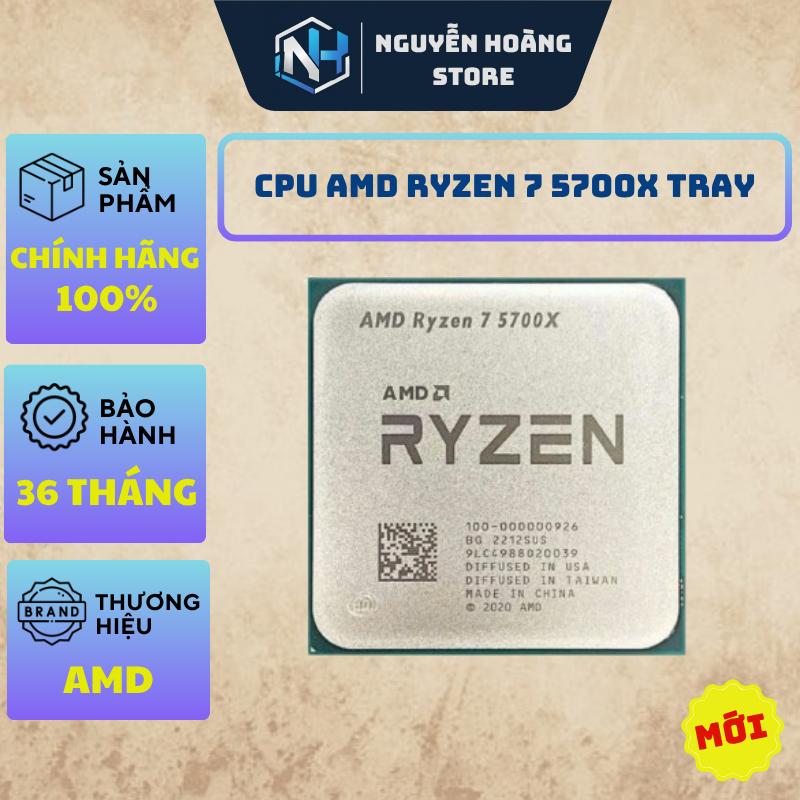 CPU AMD RYZEN 7 5700X TRAY - NEW CHÍNH HÃNG BẢO HÀNH 36 THÁNG