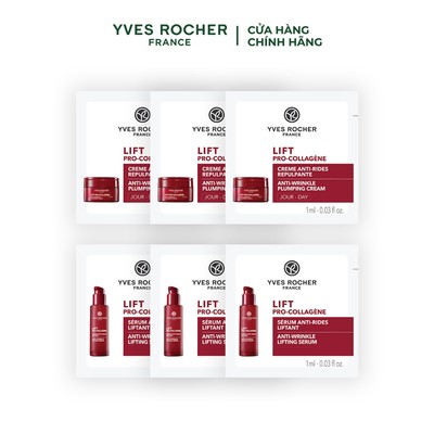 Set serum/ kem dưỡng ban ngày giúp giảm nếp nhăn và săn chắc da Yves Rocher Lift Pro-Collagene 1ml