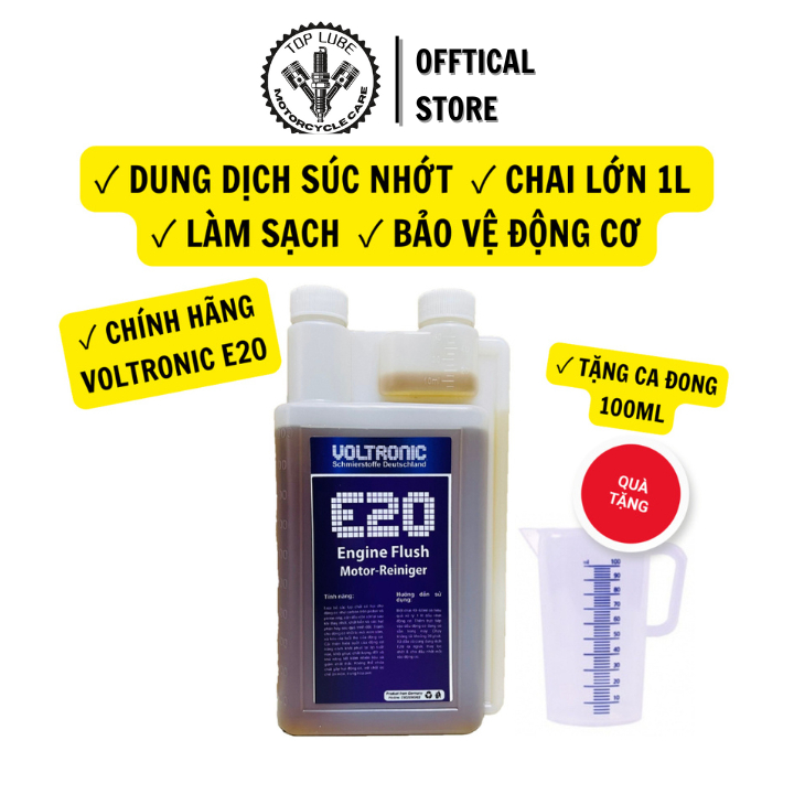 (TẶNG CA) Dung Dịch Súc Nhớt Làm Sạch Động Cơ Xe Máy Ô Tô Voltronic E20 Engine Flush 1L