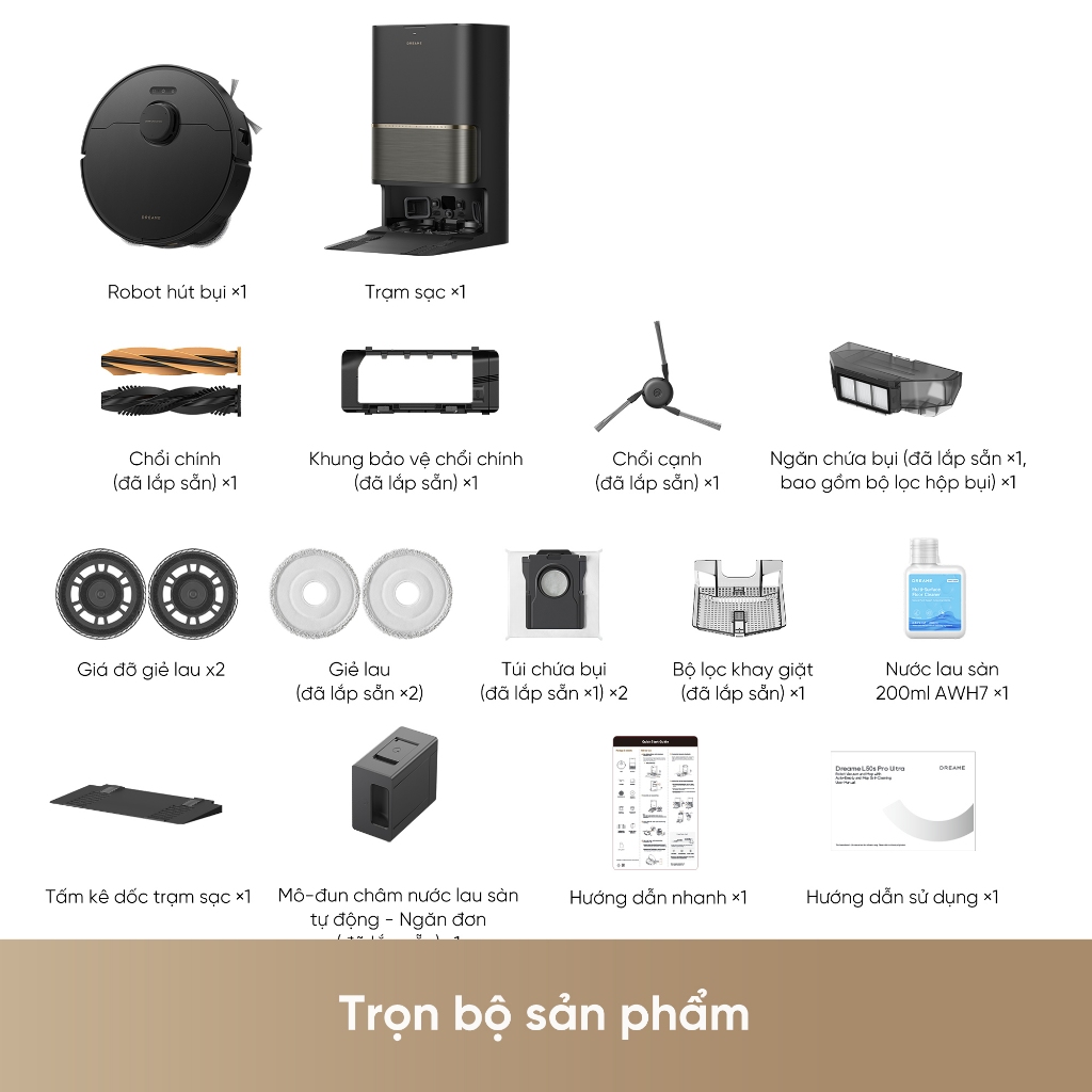 Dreame L50s Pro Ultra/ L50 Ultra CE Robot hút bụi thông minh | lực hút đến 30.000Pa | giặt giẻ nước nóng | BH 24 tháng | BigBuy360 - bigbuy360.vn