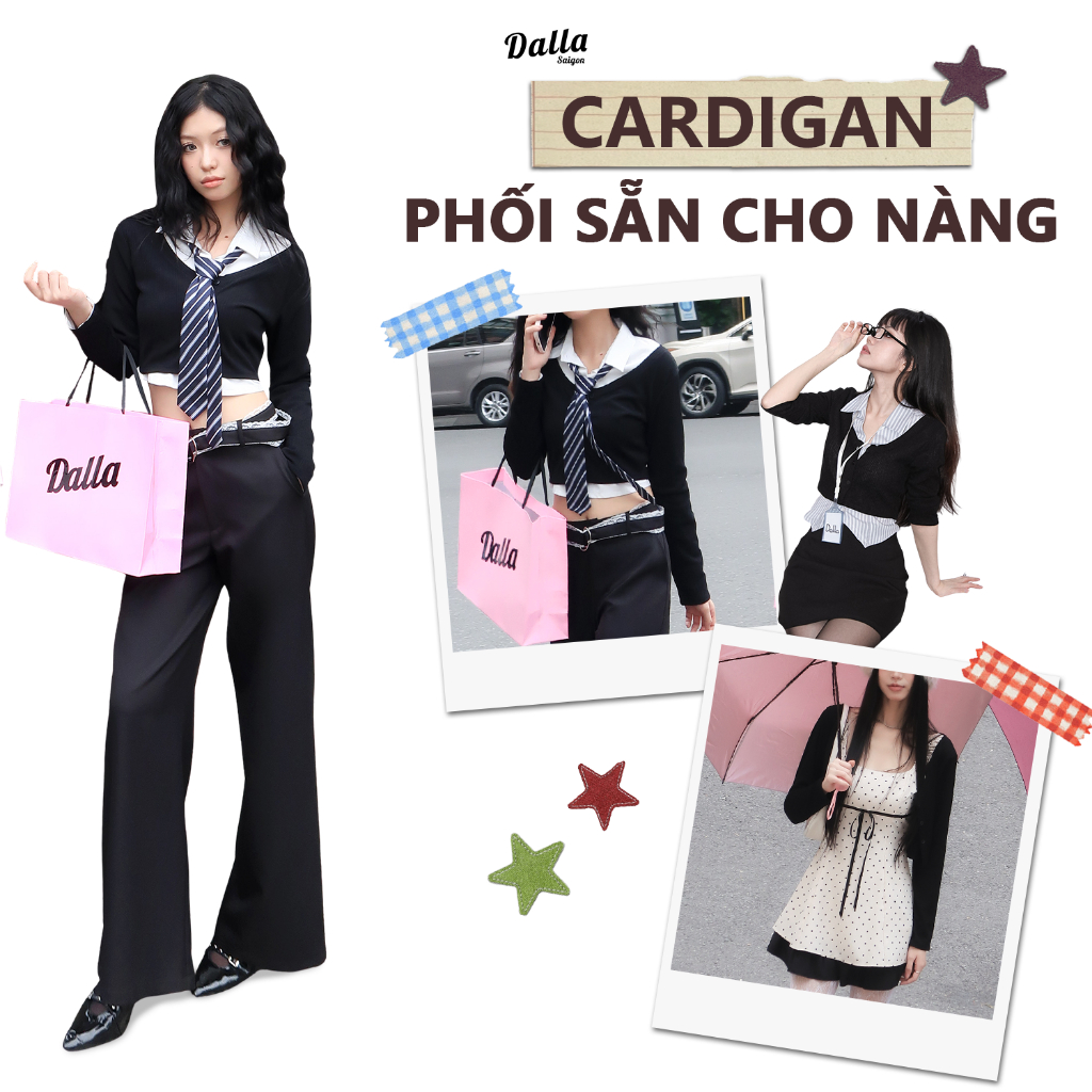 [TÁCH SET] DALLA Phối đồ với cardigan croptop (CDG06)
