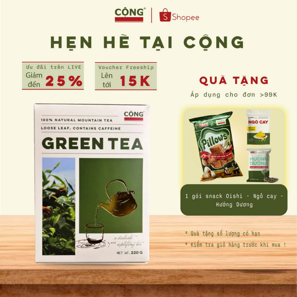 Trà xanh cổ thụ Cộng Cà Phê 220 gram