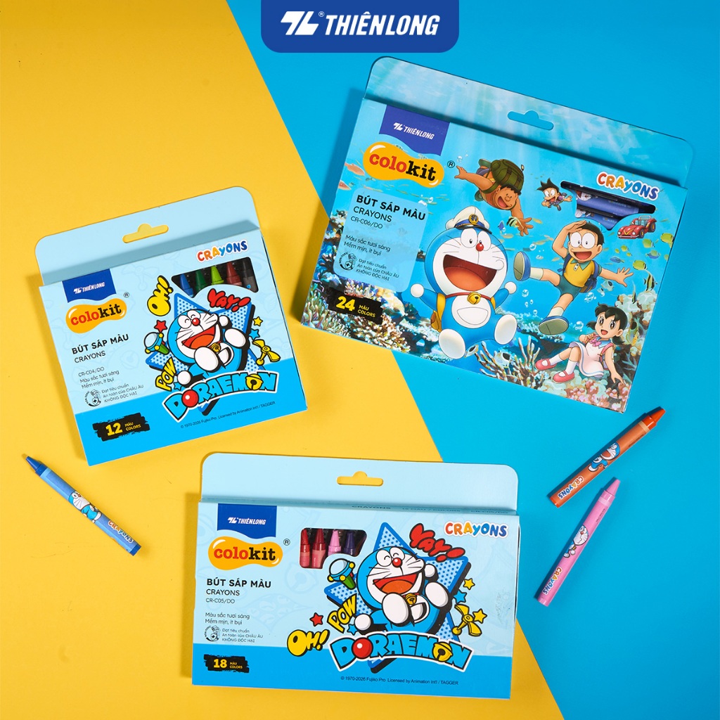 Combo 2 Sáp màu Colokit Doraemon CR-C05/DO 16 màu