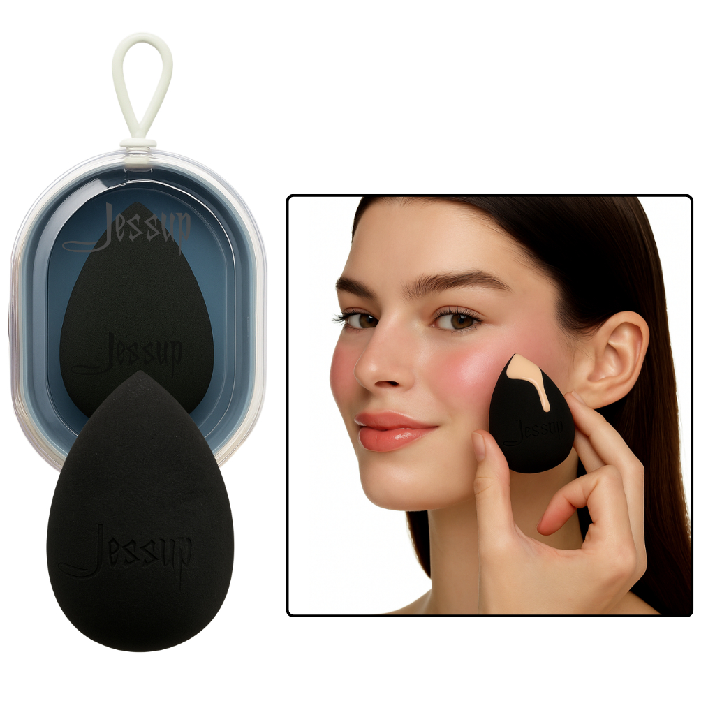 Mút Tán Kem Nền Siêu Mềm Có Hộp Bảo Vệ Cao Cấp JESSUP Miracle Complexion Size L J09 Màu Đen
