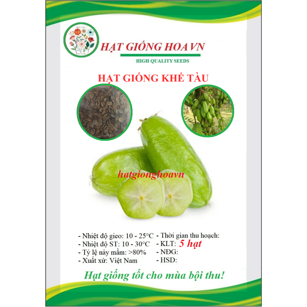 Hạt giống khế tàu (khế Tây) - Gói 5 Hạt - Khế tàu thường dùng để nấu canh, kho cá hoặc làm thu.ốc