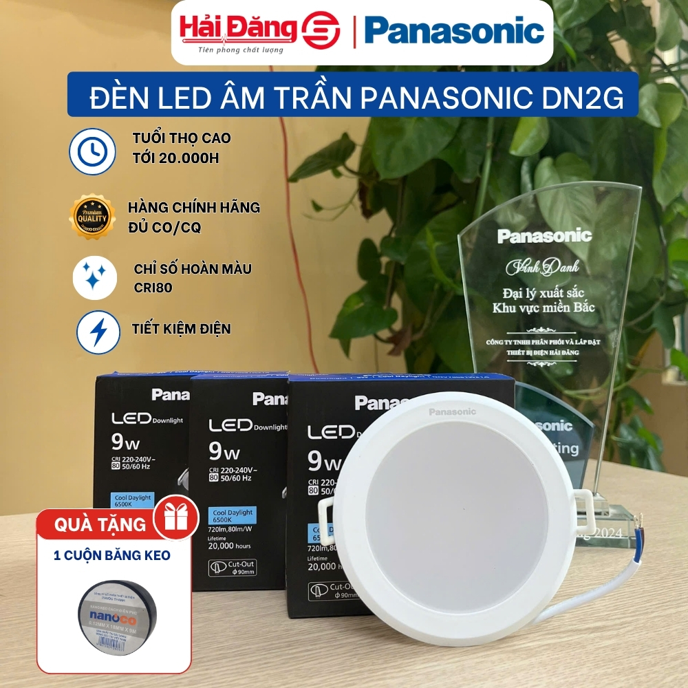 { TẶNG QUÀ } Đèn Led âm trần Downlight Panasonic Dòng DN2G 9W/12W ánh sáng đơn sắc- 1 màu, Bảo hành 