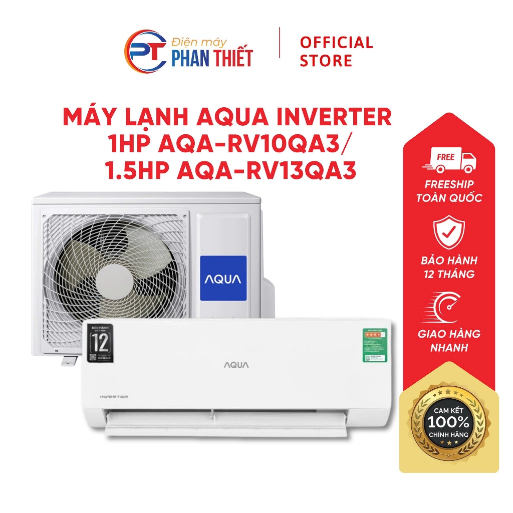 Máy lạnh Aqua Inverter 1 chiều 1HP AQA-RV10QA3 / 1.5HP AQA-RV13QA3 (KHÔNG LẮP ĐẶT)